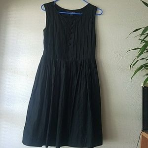 Sleeveless black silk modest midi dress